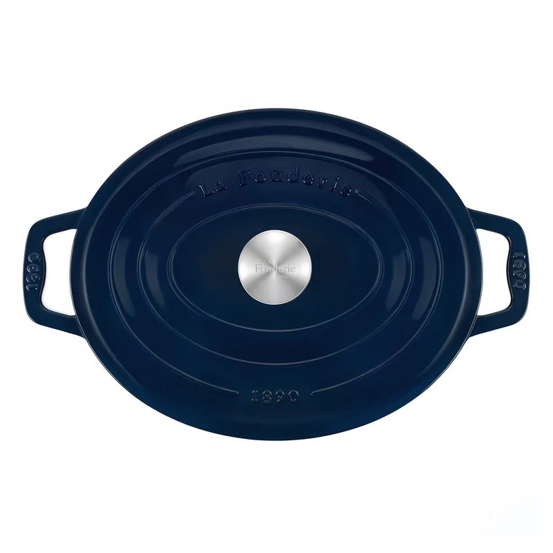 Cocotte ovale en fonte 36cm bleue