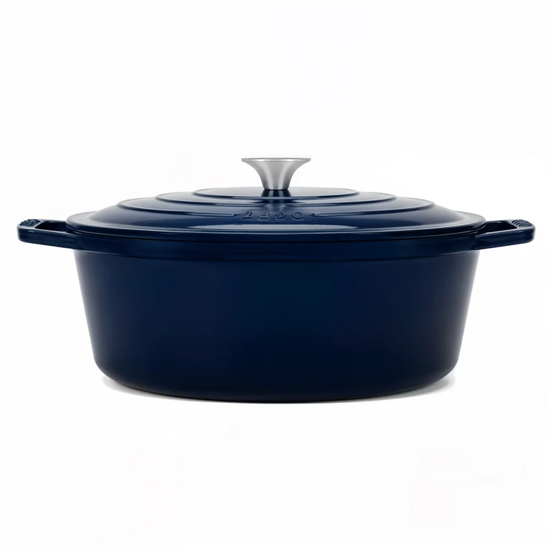 Cocotte ovale en fonte 36cm bleue