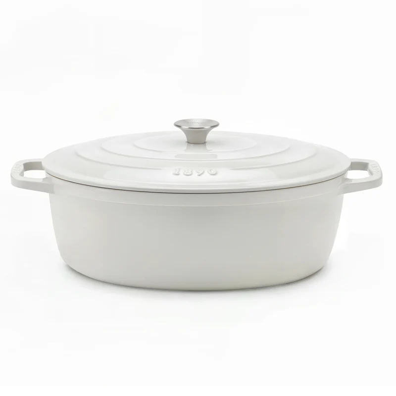 Cocotte ovale en fonte 36cm beige