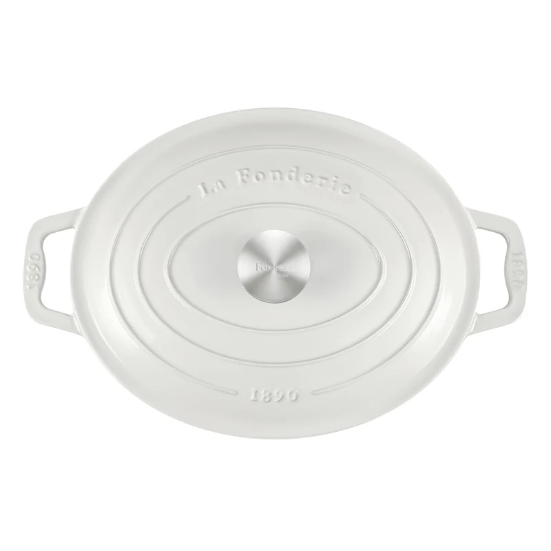 Cocotte ovale en fonte 36cm beige