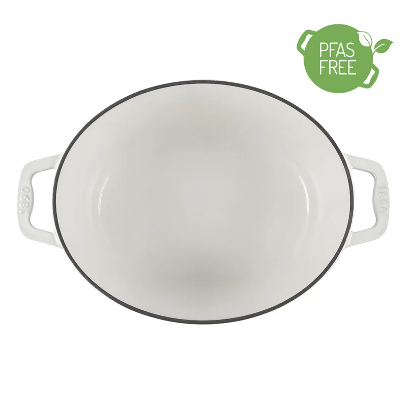 Cocotte ovale en fonte 36cm beige