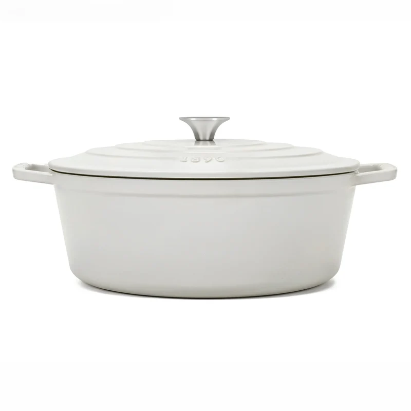 Cocotte ovale en fonte 36cm beige