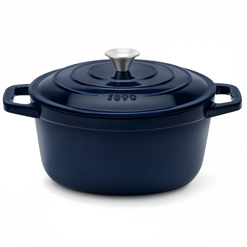 Cocotte en fonte ronde 25cm bleue