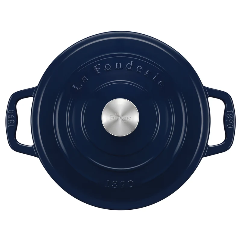 Cocotte en fonte ronde 25cm bleue
