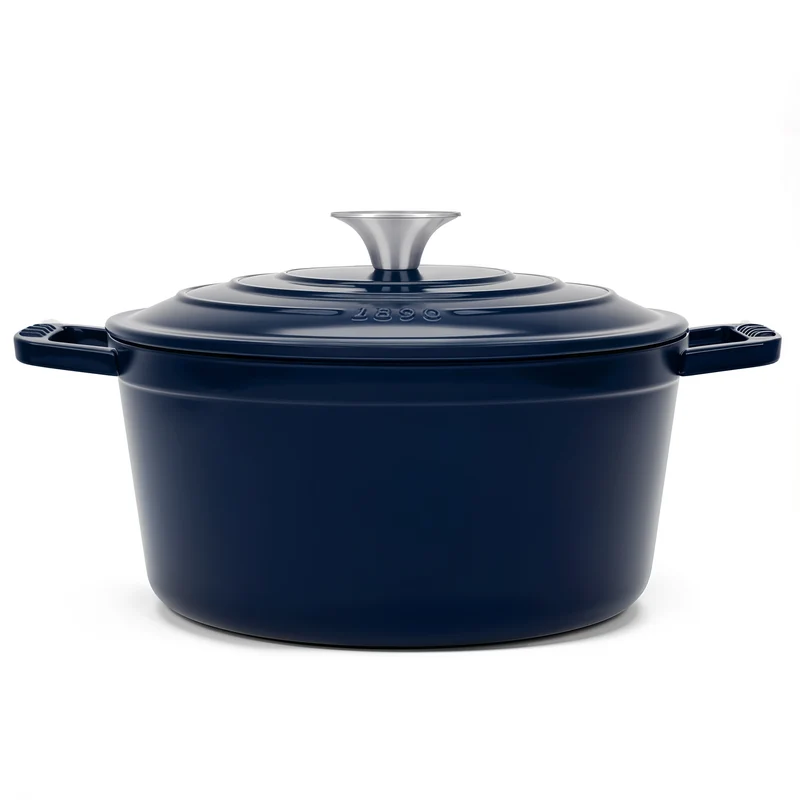 Cocotte en fonte ronde 25cm bleue