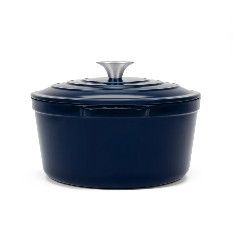 Cocotte en fonte ronde 25cm bleue