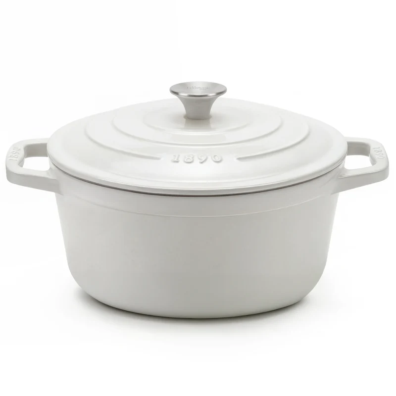 Cocotte en fonte ronde 25cm beige