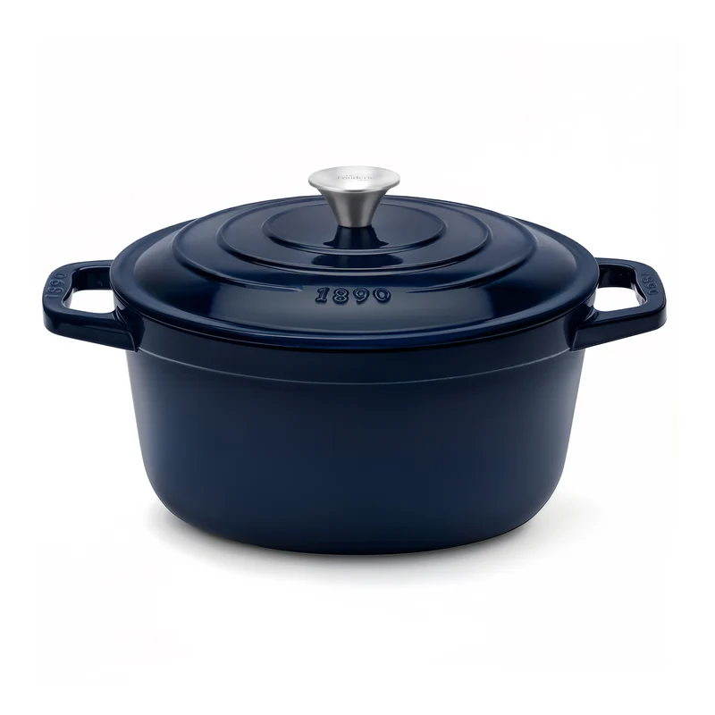 Cocotte en fonte ronde 22cm bleue