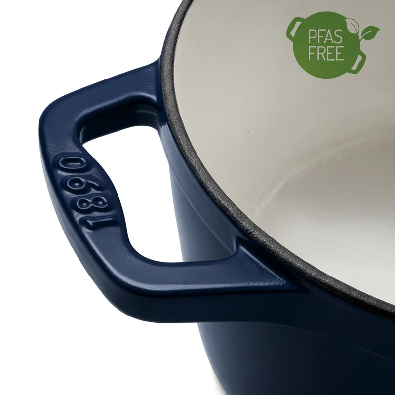 Cocotte en fonte ronde 22cm bleue