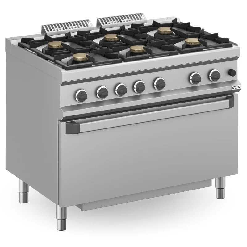 Cuisinière à gaz - 6 feux - 5,5 kW - Avec four à gaz - Arilex