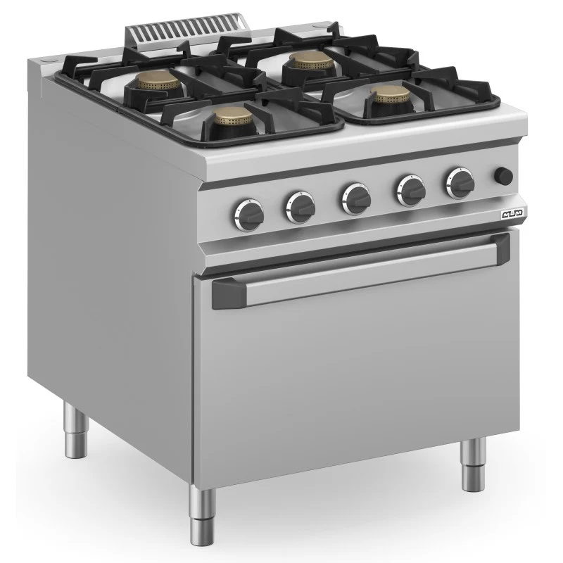 Fourneau à gaz - 4 feux - 2x7 + 2x11 kW - Avec four à gaz - Arilex