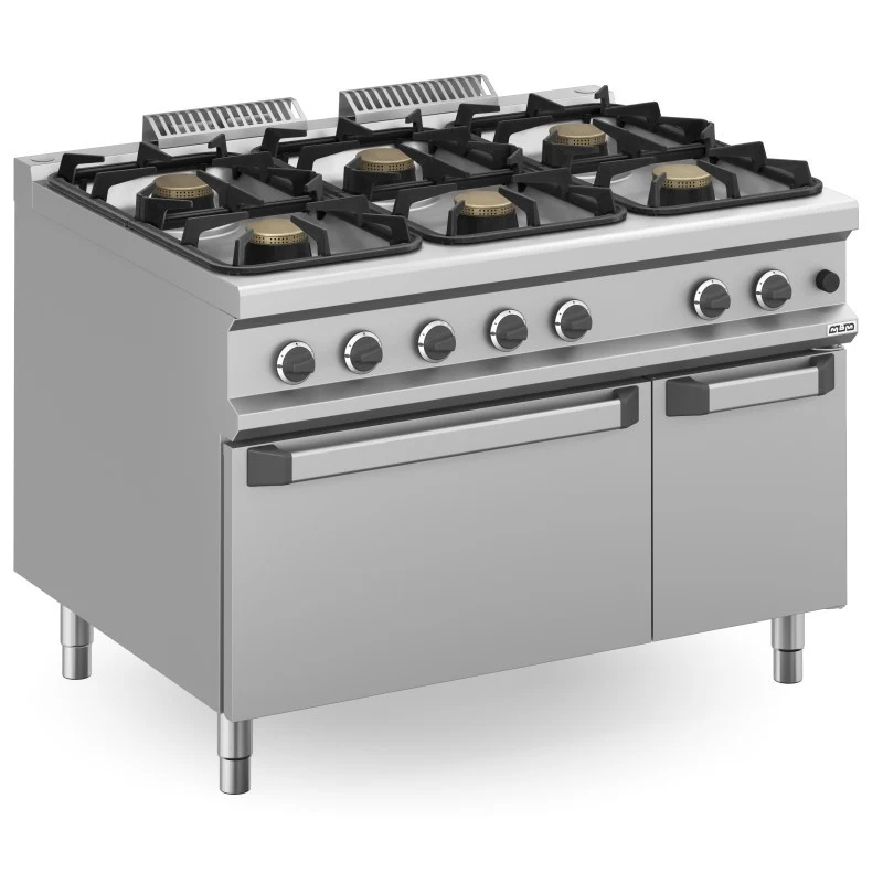 Fourneau à gaz - 6 feux - 3x7 + 3x11 kW - Avec four à gaz - Réf MFB912AFGXXL - Arilex