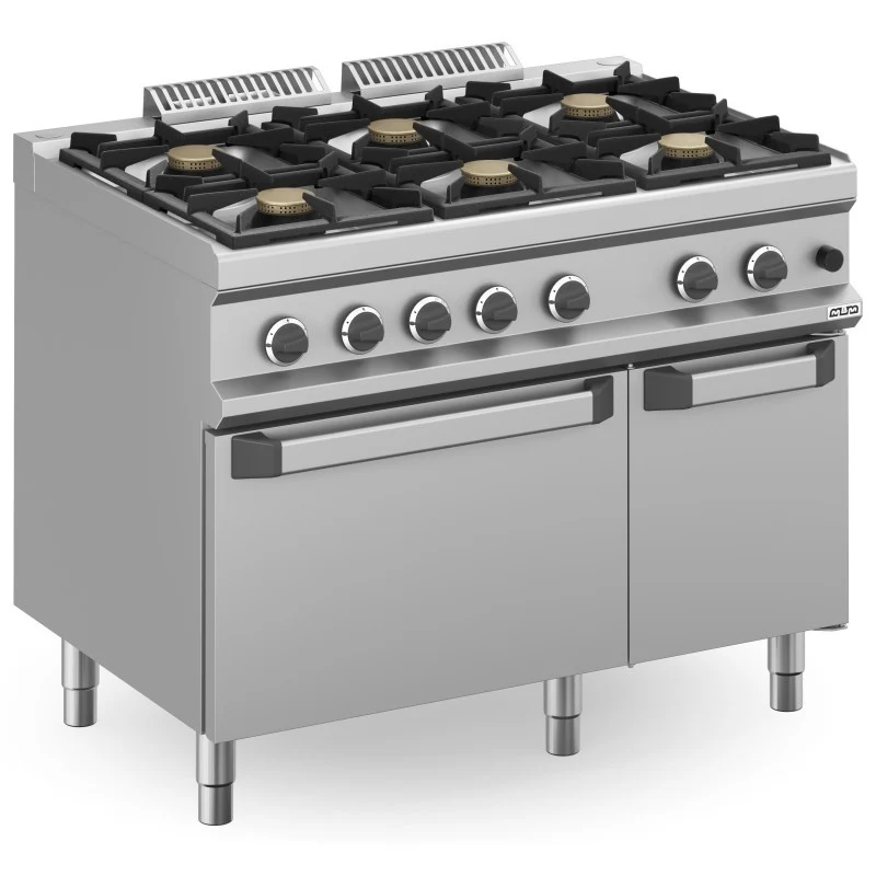 Fourneau à gaz - 6 feux - 6x7 kW - Avec four à gaz - Arilex