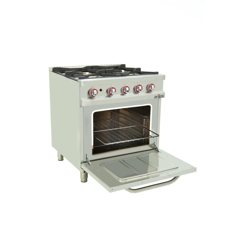 Fourneau à gaz - 4 foyers - 2x7,5 + 2x5,5 kW - Avec four GN2/1 - Arilex