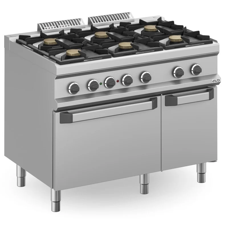 Fourneau à gaz - 6 feux - 6x7 kW - Avec four électrique statique - Arilex