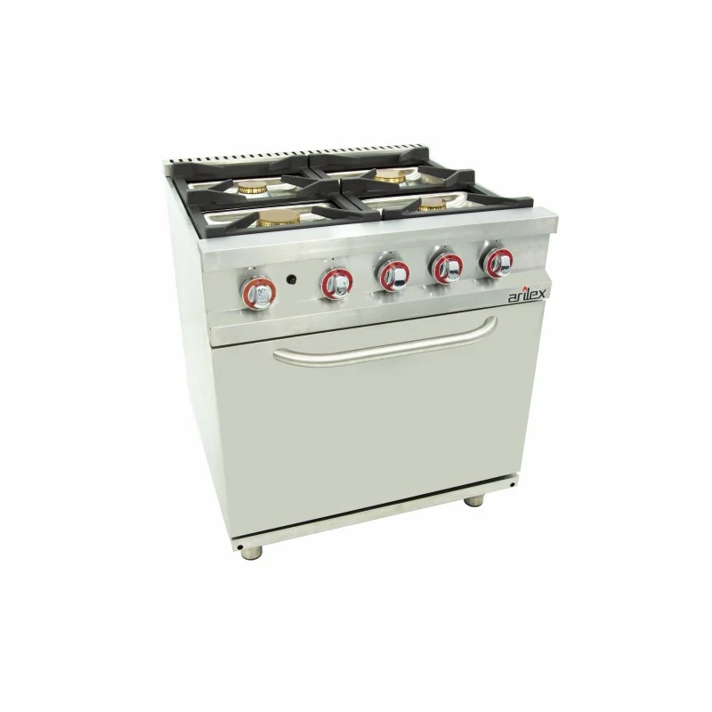 Fourneau à gaz - 6 feux - 3x7,5 + 3x5,5 kW - Avec four GN2/1 - Arilex