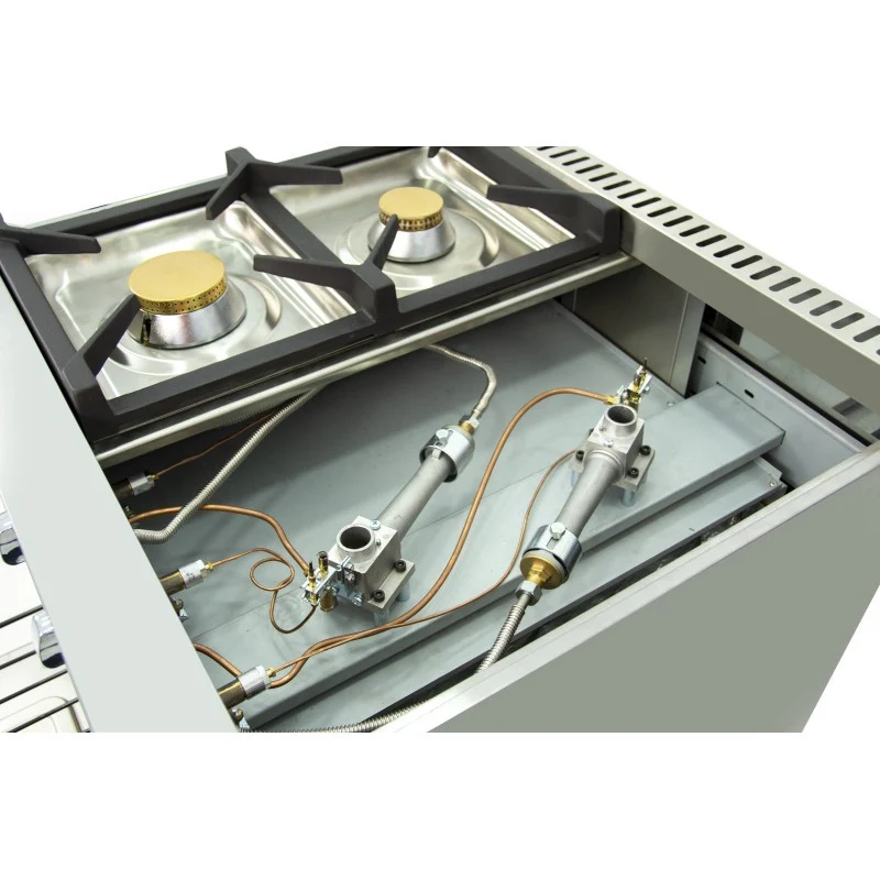Fourneau à gaz - 6 feux - 3x7,5 + 3x5,5 kW - Avec four GN2/1 - Arilex