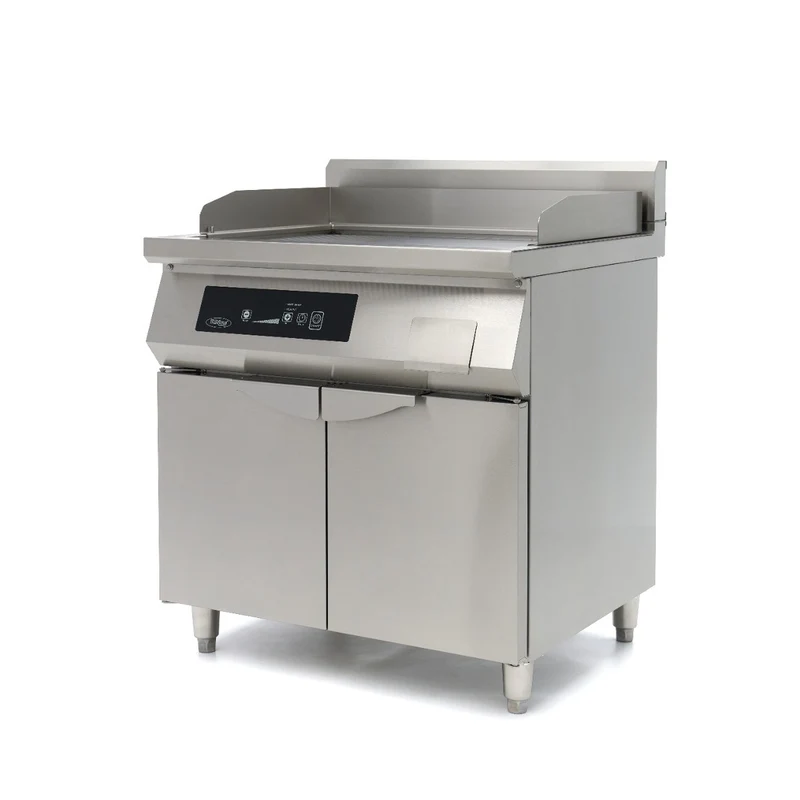 Plancha à induction 700 - lisse et rainurée - 10 000 W - double - avec support - Maxima
