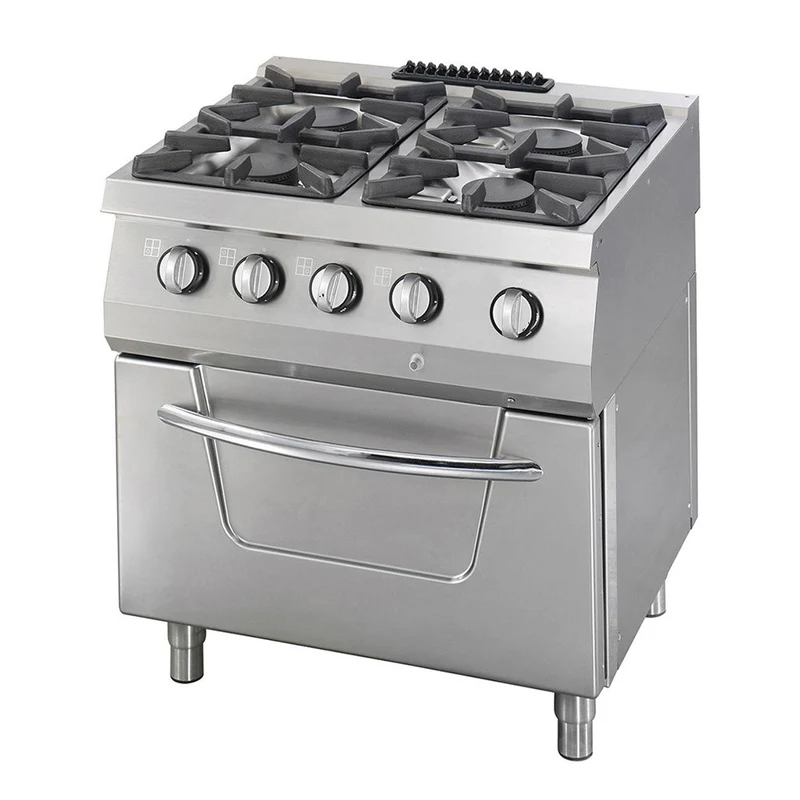Heavy Duty cuisinière - 4 brûleurs - unité double - profondeur 70 cm - 37kW - gaz incl four - Maxima
