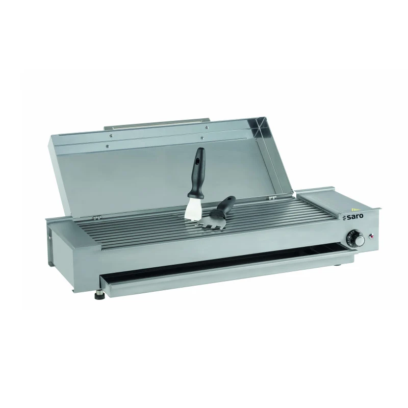 Grill semi-professionnel - 80-320°C - Barres chauffantes - Acier inoxydable - Plancha électrique - 2,7 kW - Saro