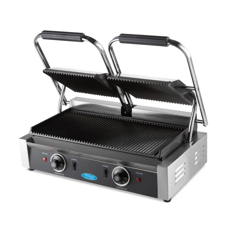 Grill Panini - rainuré - Plancha double - 2 x 22 cm