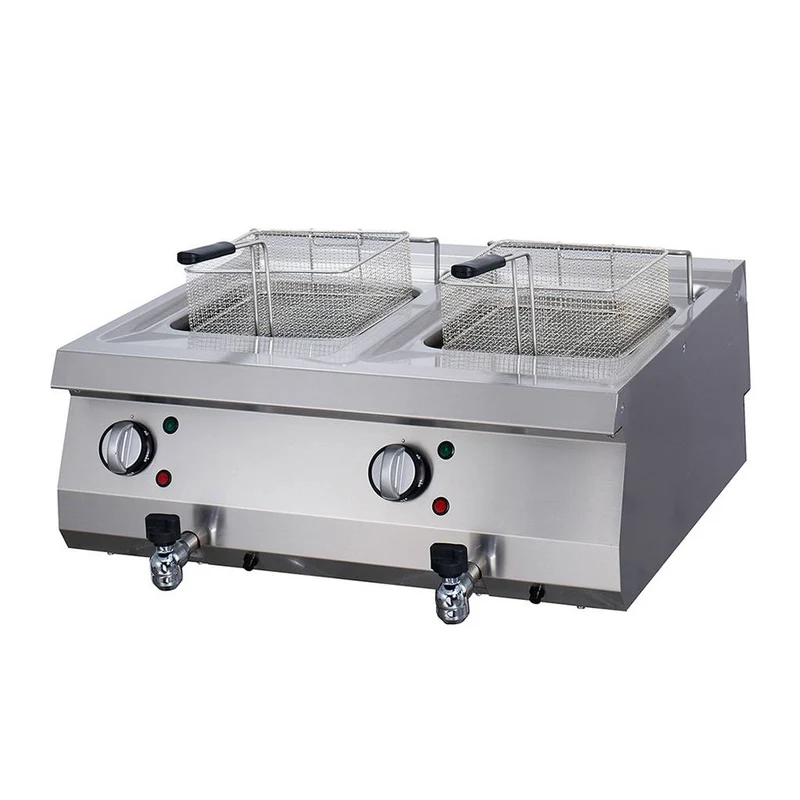 friteuse - 2 x 12 L - unité double - profondeur 70 cm - avec robinet de vidange - électrique