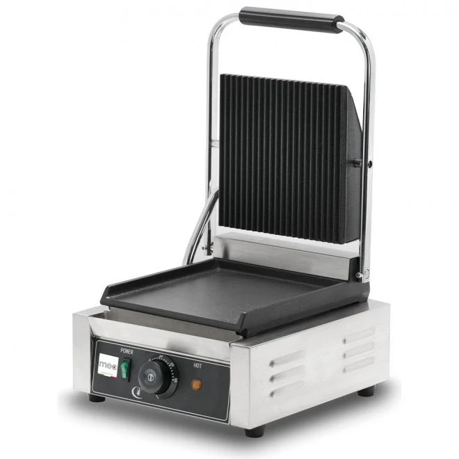 Grill Panini - Viande nervuré - 1.8kW - 300x300x200mm - Fonte nervurée - Mec