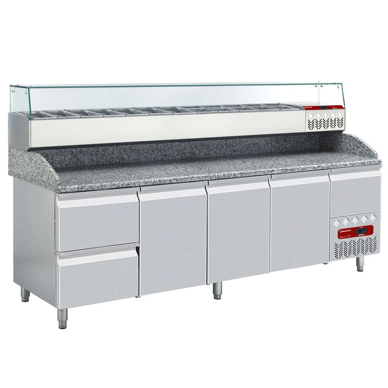 Ensemble table frigo et structure réfrigérée - 3 portes - Diamond