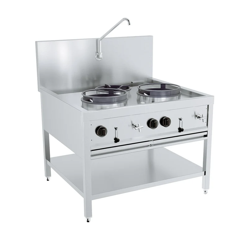 Table wok à gaz 2x17kw + 1x9kw - Réchaud wok - Combisteel