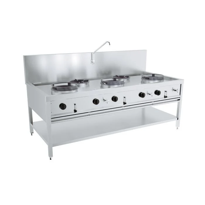 Table wok à gaz 3x17kw + 2x9kw - Réchaud wok - Combisteel