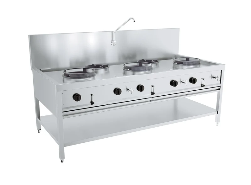 Table wok à gaz 3x17kw + 2x9kw - Réchaud wok - Combisteel