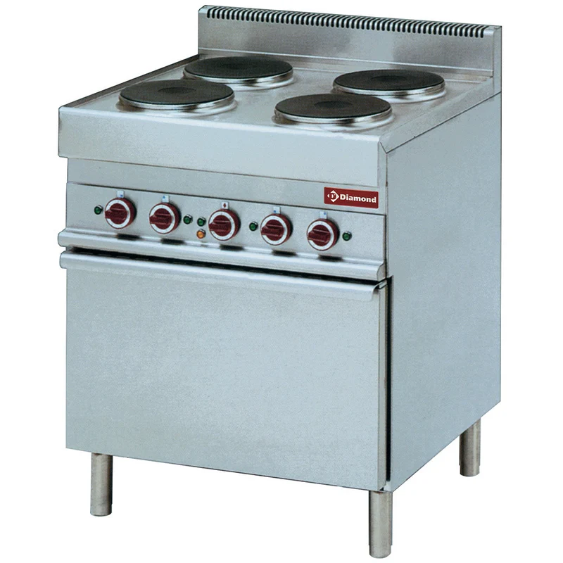 Fourneau 4 plaques électrique / four convection GN1/1 - 14,36 kW - 5 bacs - Diamond