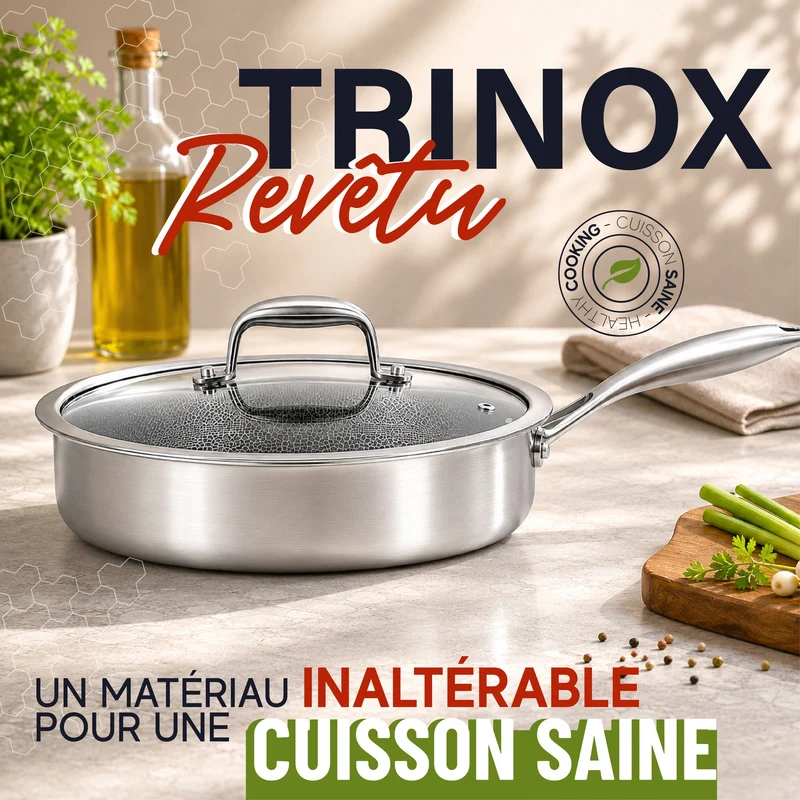 Sauteuse Trinox Ø24 cm en acier inoxydable revêtu