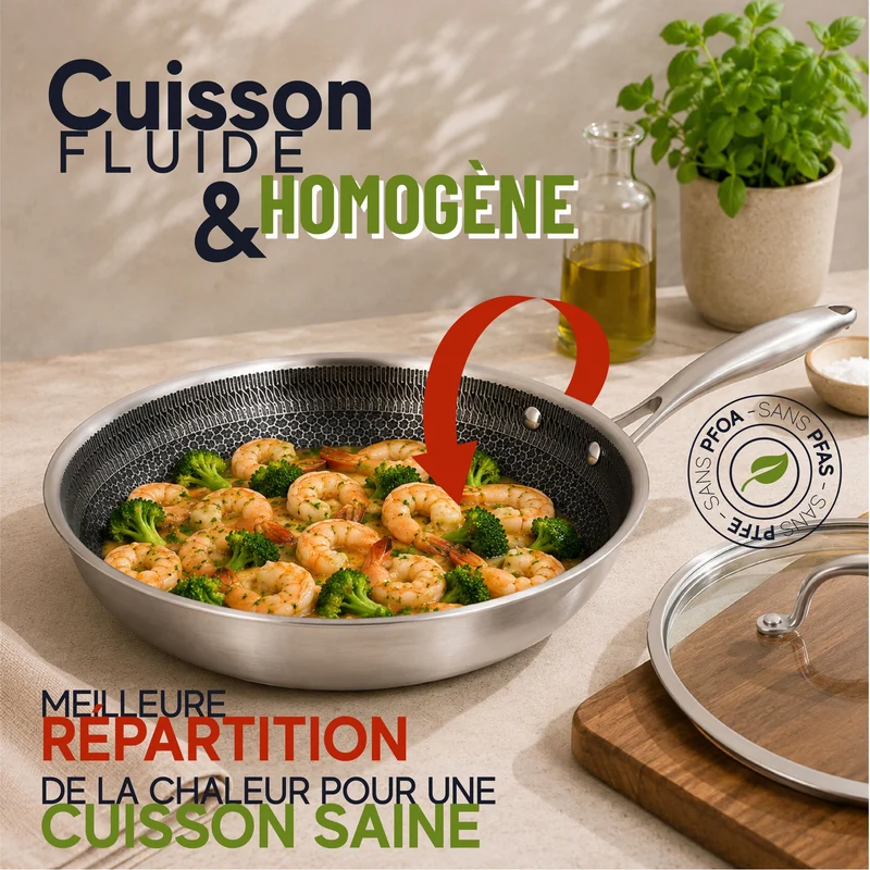 Sauteuse Trinox Ø24 cm en acier inoxydable revêtu