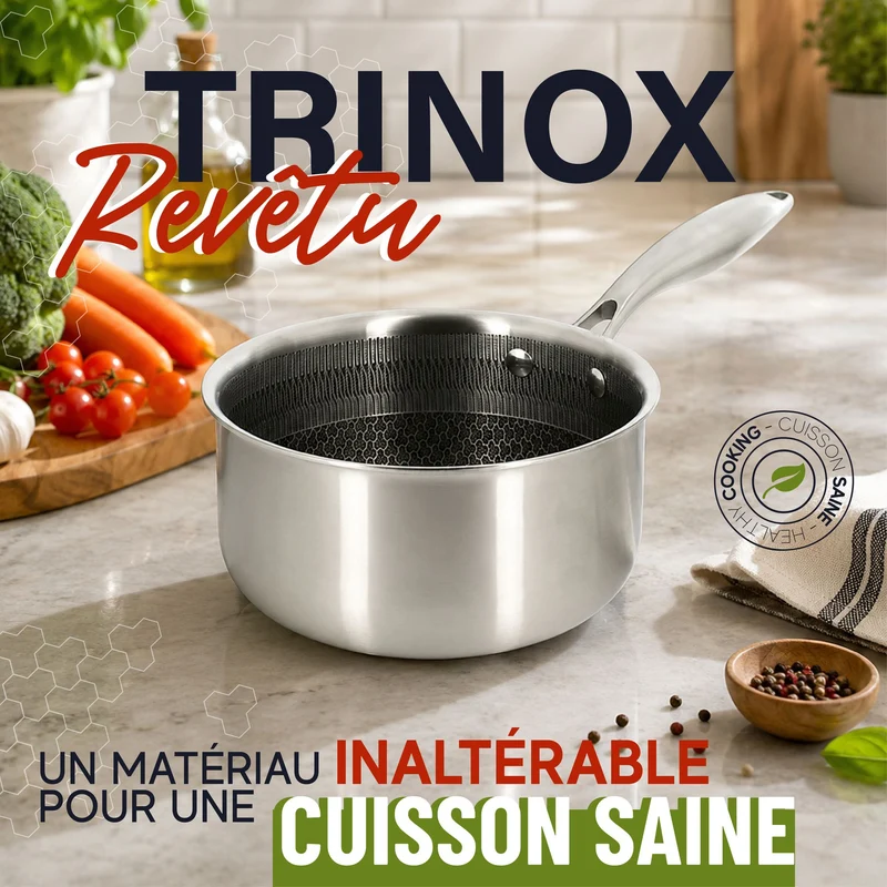 Casserole Trinox Ø16 cm en acier inoxydable avec revêtement antiadhésif sans PFAS