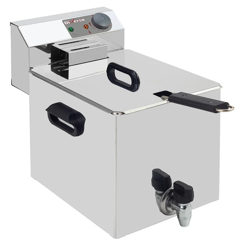Friteuse de table électrique 8 litres + robinet de vidange - Diverso - 3,5 kW - Diamond