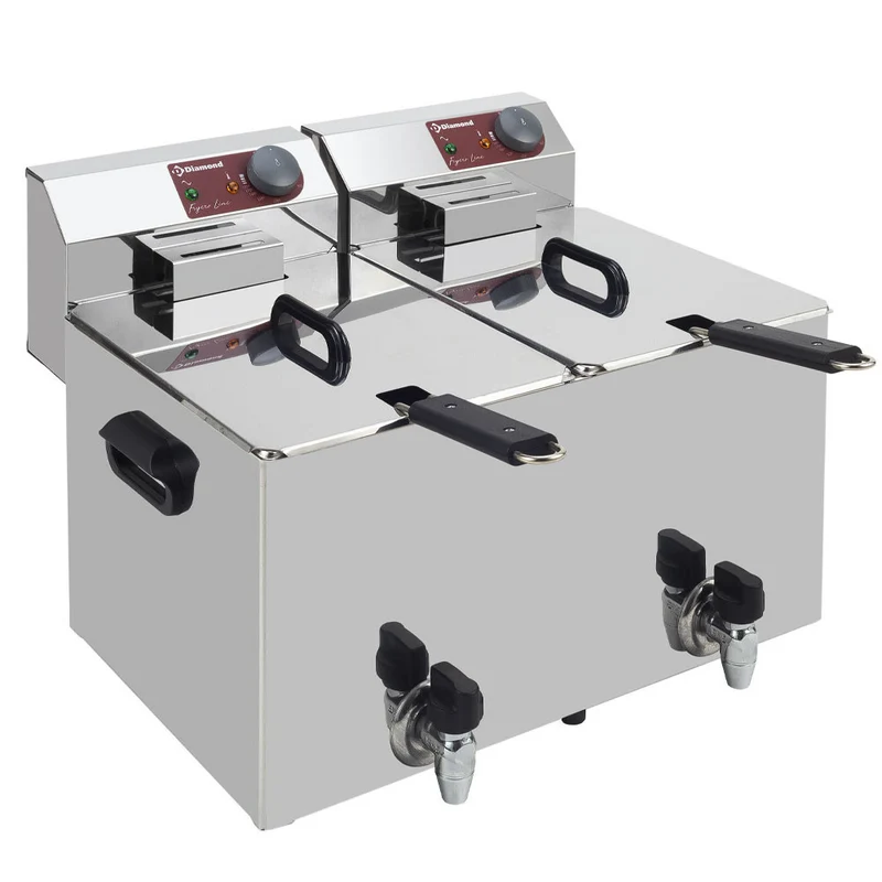 Friteuse de table élec 2x8 litres + robinet - 7 kW - Diamond