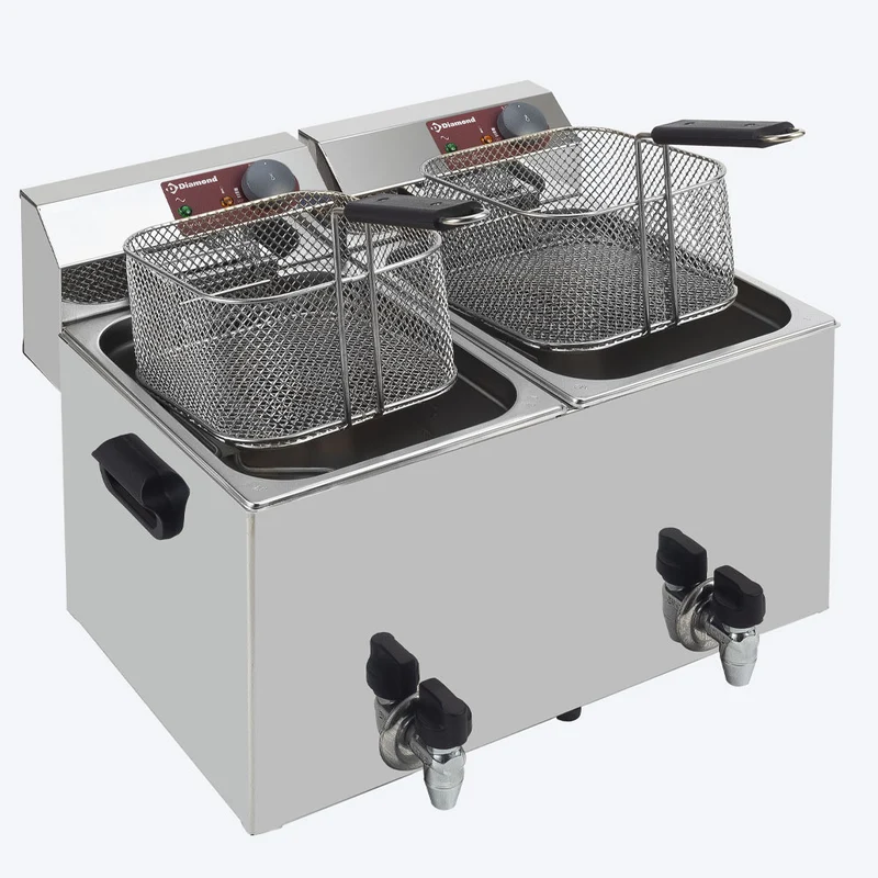 Friteuse de table élec 2x8 litres + robinet - 7 kW - Diamond