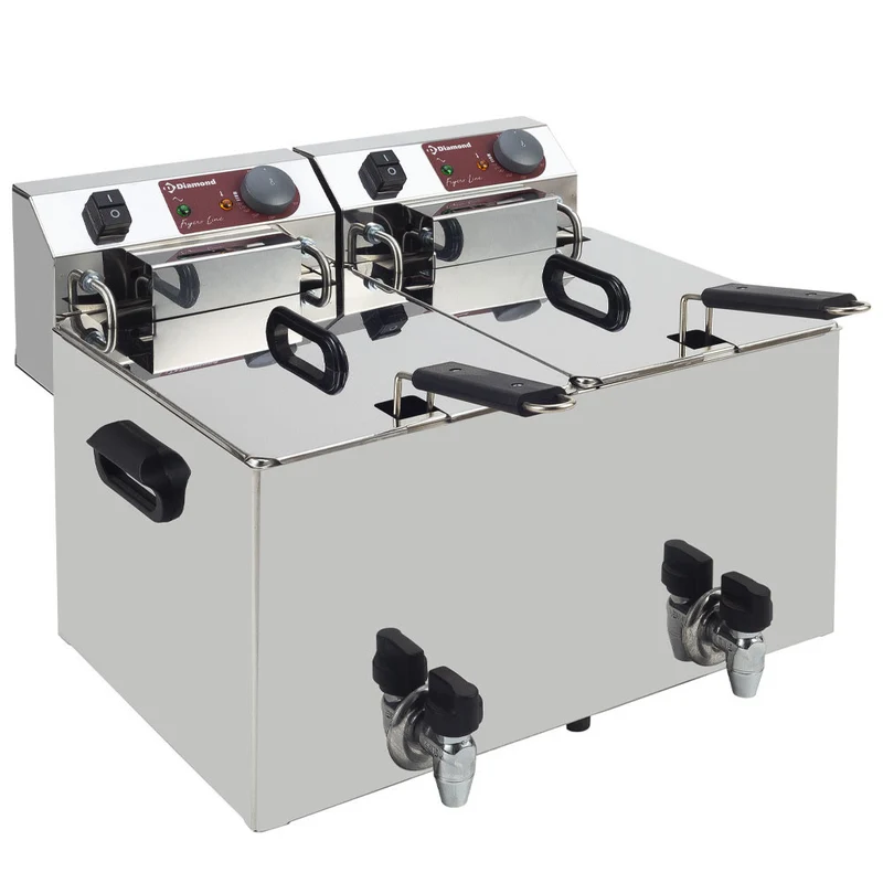 Friteuse de table élec 2x10 lt à robinet - 9 kW - Diamond