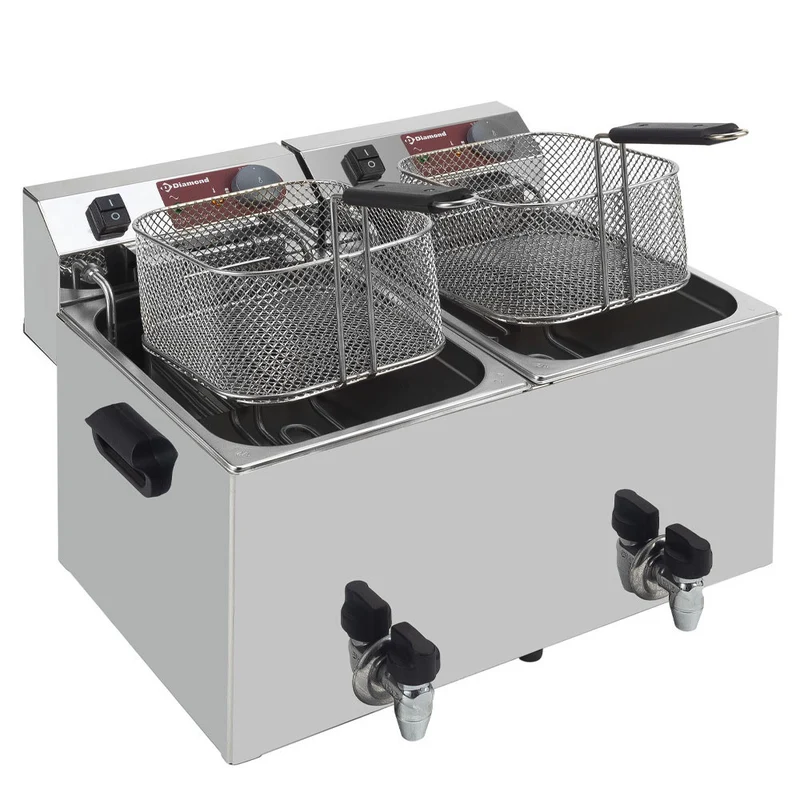 Friteuse de table élec 2x10 lt à robinet - 9 kW - Diamond