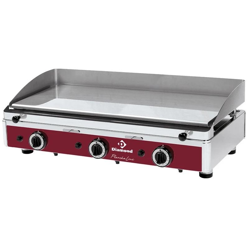 Plaque de cuisson lisse chromée gaz 820 x 510 x 305mm - Plancha gaz - Diamond