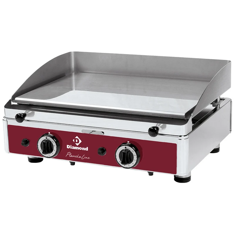 Plaque de cuisson lisse chromée gaz - Plancha gaz - Diamond