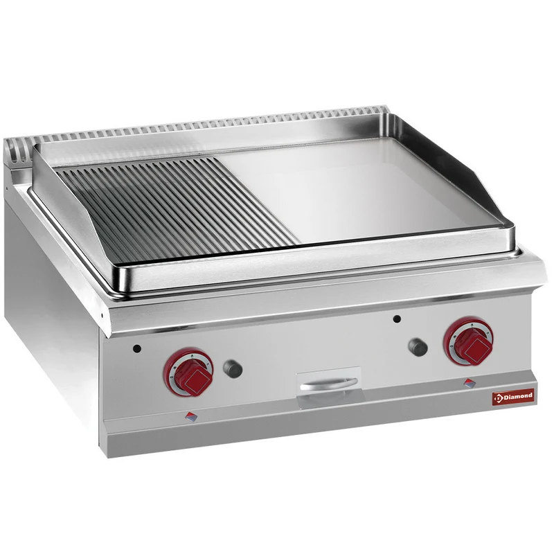 Plaque de cuisson gaz 1/2 lisse 1/2 rainurée - Réf. G7/PMCD7T - Plancha gaz - Diamond