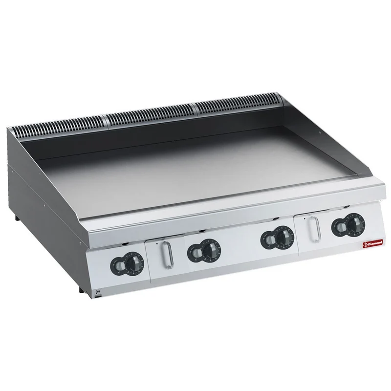 Plaque de cuisson gaz lisse en nitro chrome - Plancha gaz - Diamond