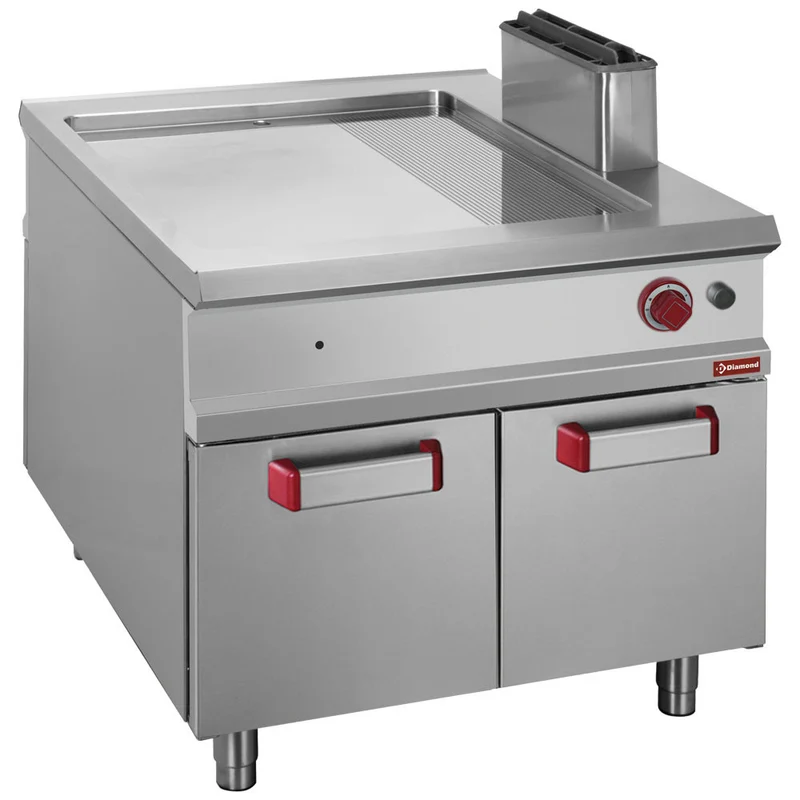 Plaque de cuisson 2/3 lisse et 1/3 rainurée gaz - Plancha gaz - Diamond
