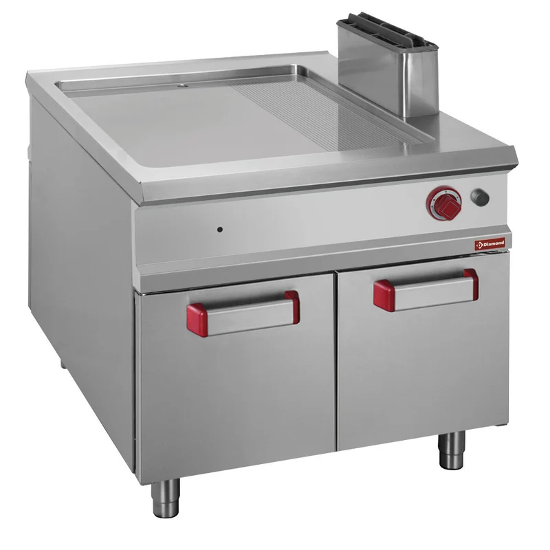 Plaque cuisson 2/3 lisse 1/3 rainurée gaz - Plancha gaz - Diamond