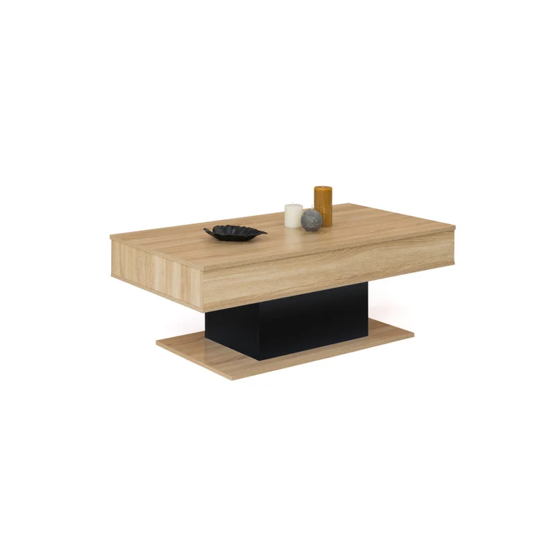 Table basse Tania relevable bois et noir