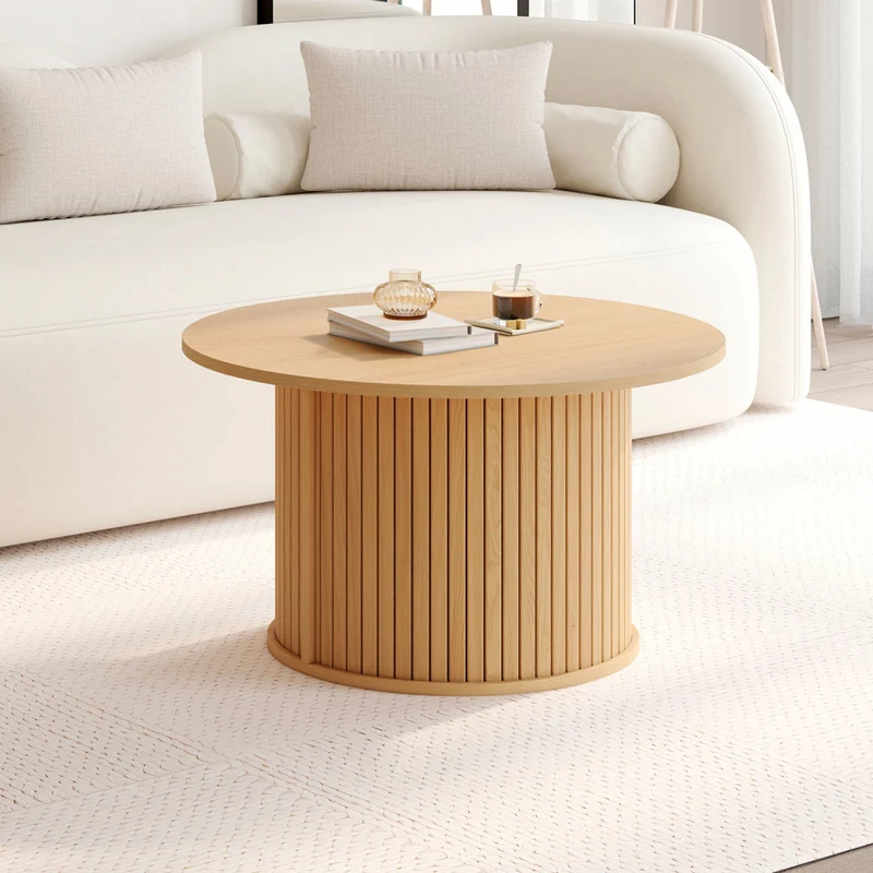 Table basse ronde Albane pieds lattes Ø70cm