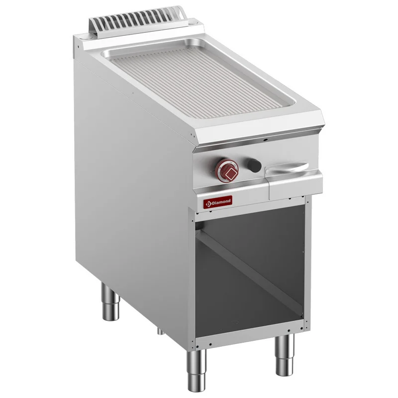 Plaque de cuisson rainurée gaz module 1/2 - Réf. G9/PRA4-N - Plancha gaz - Diamond