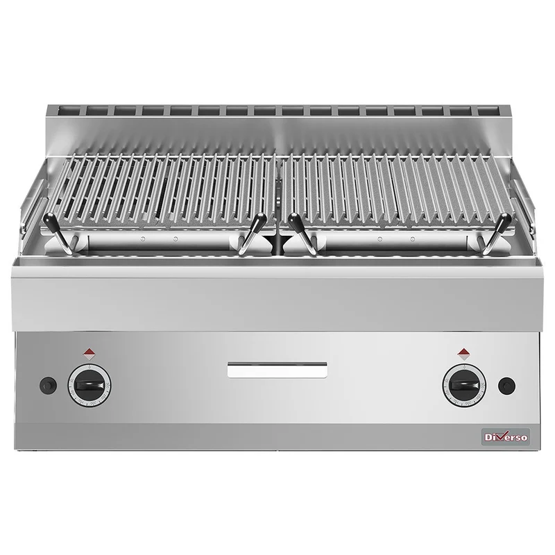 Grill pierre de lave, 1/1 module, grille en fonte "double face" - Diverso